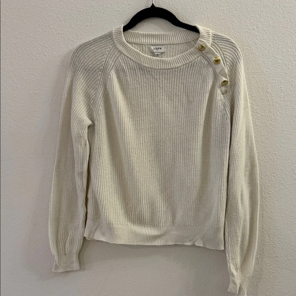 J. Crew Cream Sweater with Gold Buttons